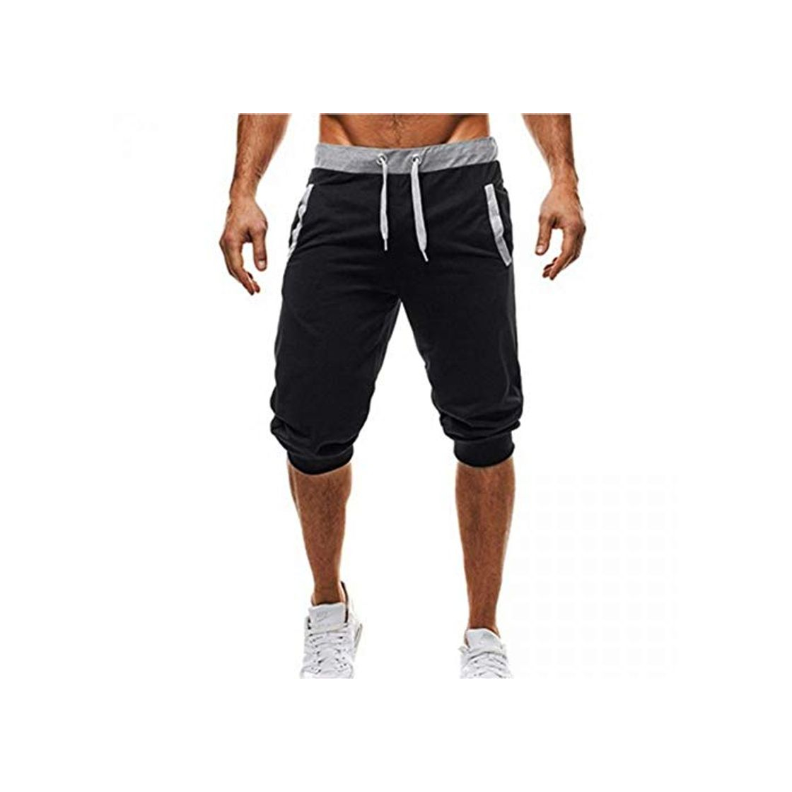 Moda LJLLINGA Verano Hombres Ocio Hombres Pantalones Cortos hasta la Rodilla Color Patchwork Joggers Pantalones Cortos de chándal Pantalones Bermudas para Hombres Roupa Masculina