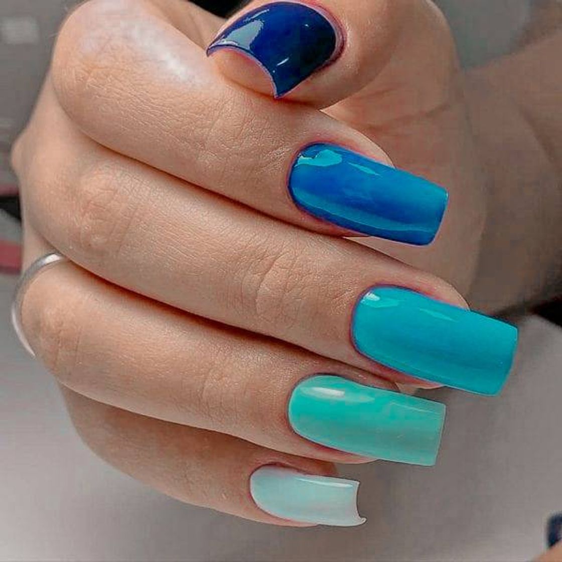 Fashion unhas degradê azul