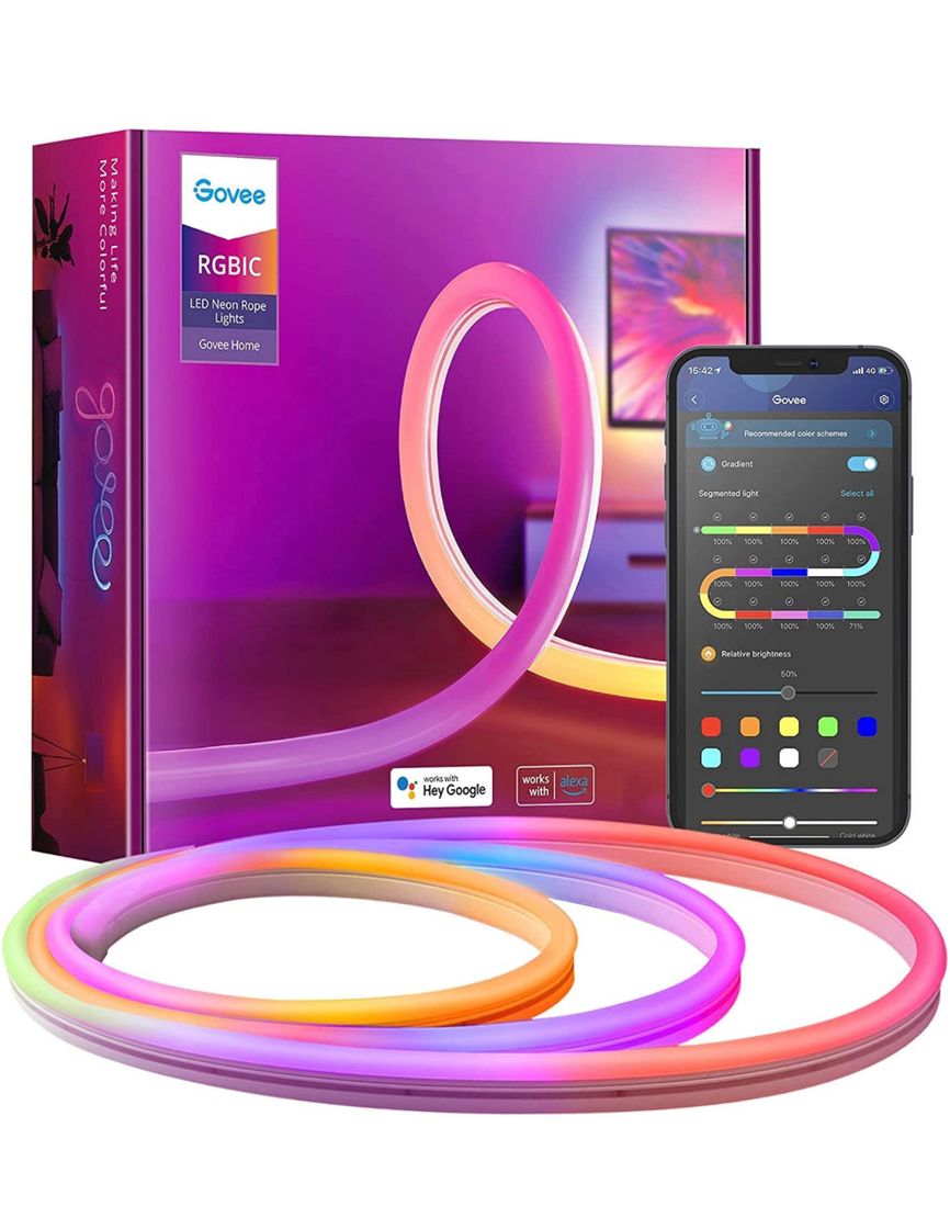 Fashion Govee Neon Rope 3M Tira LED de Neón de Silicona Funciona con Alexa y Google Assistant