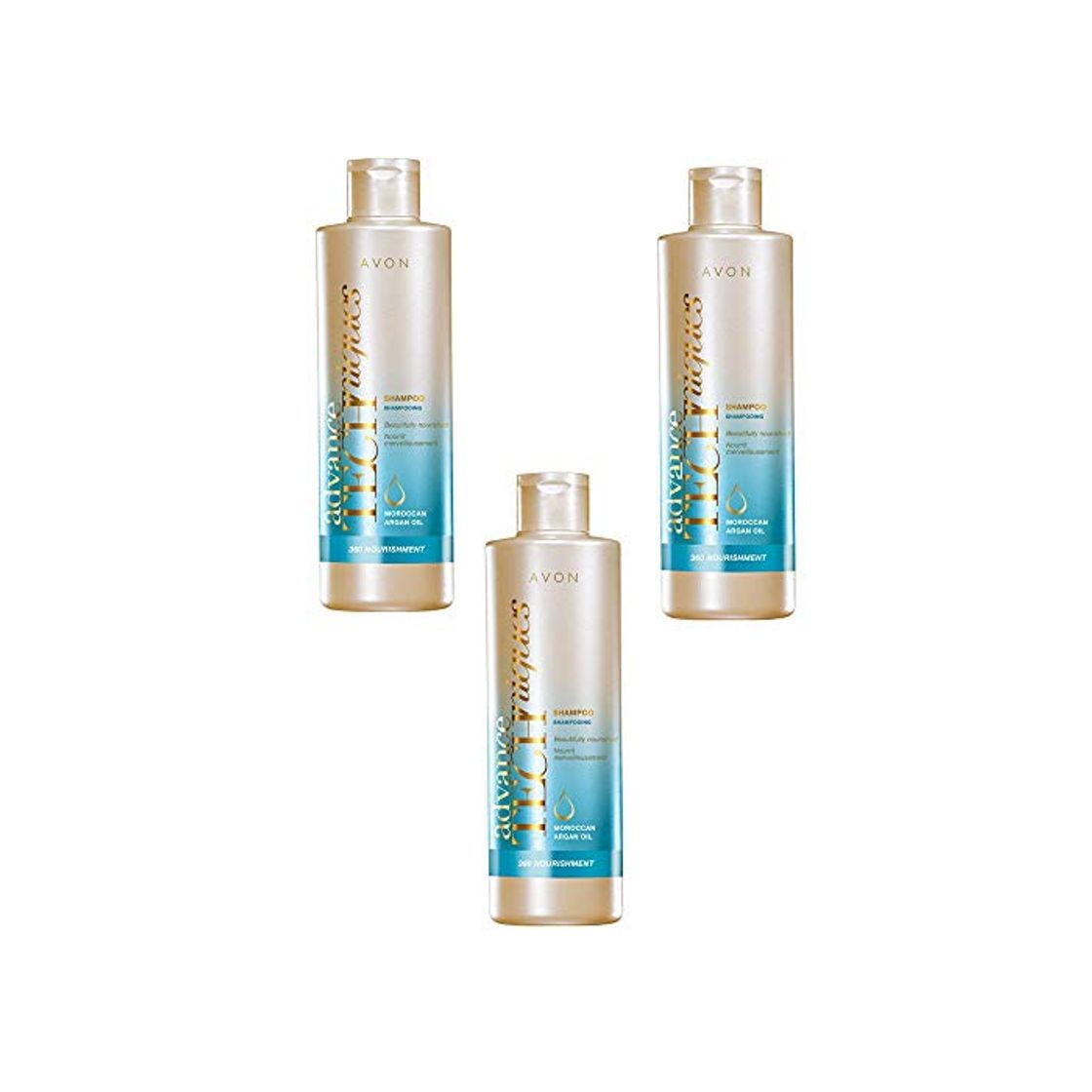 Product 3 x Avon Champú Nutrición 360 Aceite de Argán de Marruecos 400ml cada uno cabello estropeado o dañado