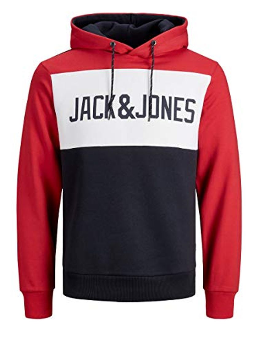 Social JACK & JONES JJELOGO Blocking Sweat Hood STS Sudadera con capucha, Rojo