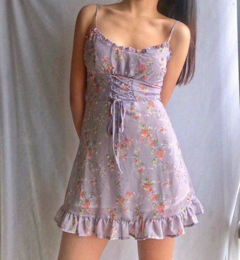 vestido floral roxo