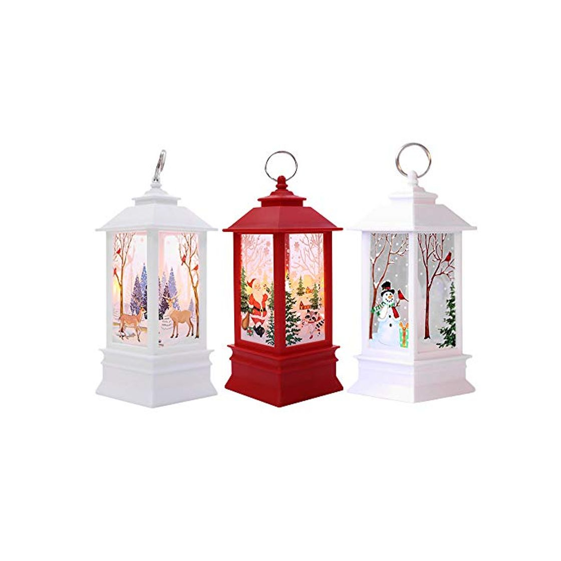 Social 3PC Adornos Navidad Originales Rusticos con Luz LED Velas Decoracion para Mesa Casa