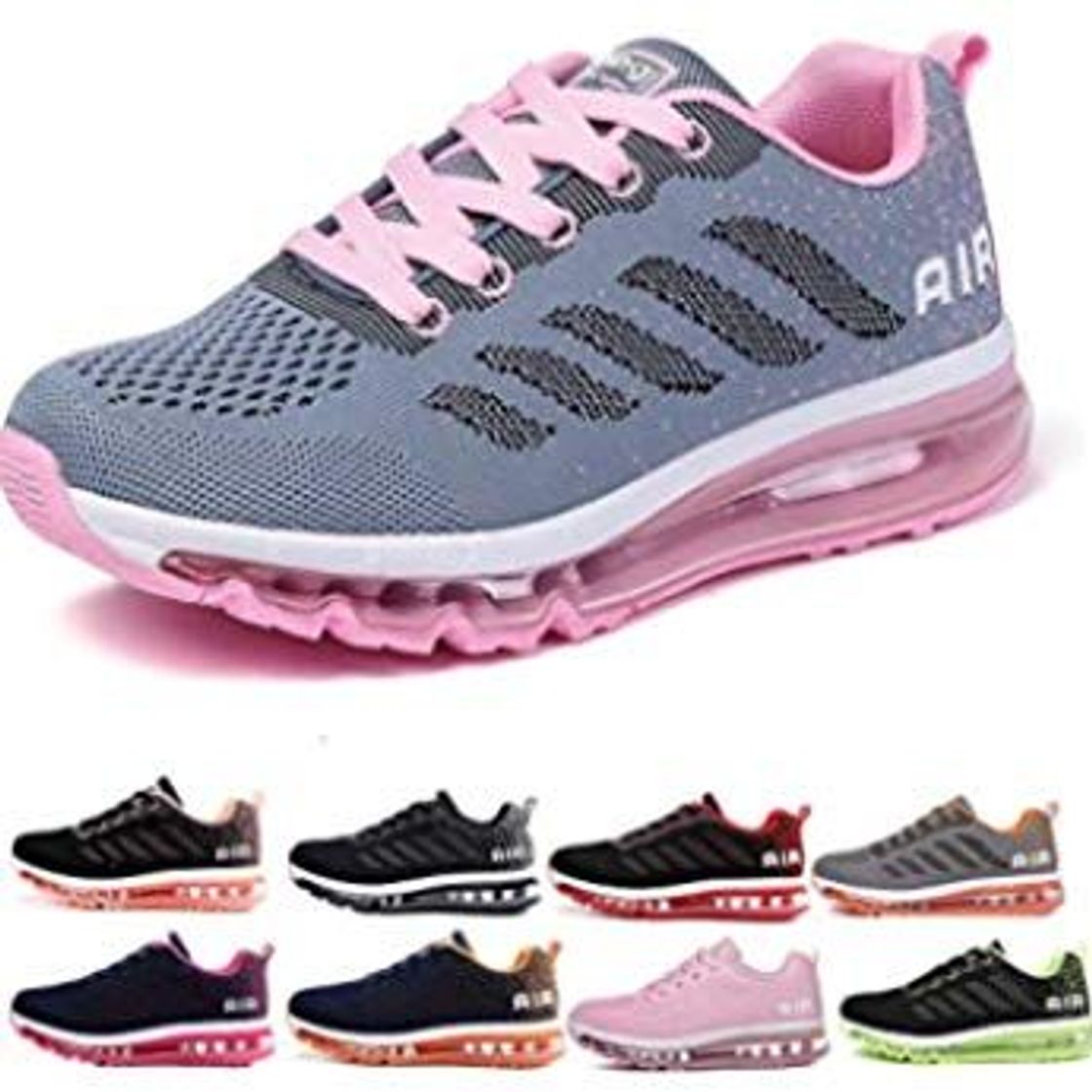 Social Air Zapatillas de Running para Hombre Mujer Zapatos para Correr y Asfalto Aire Libre y Deportes Calzado Unisexo Gray Pink 38