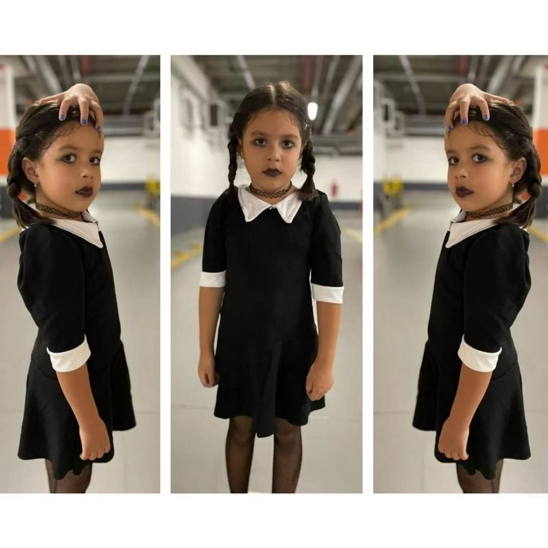 Vestido fantasia da wandinha infantil e juvenil