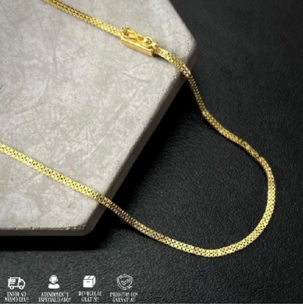 Corrente de Ouro 24k Veneziana Banhada a Ouro 70cm