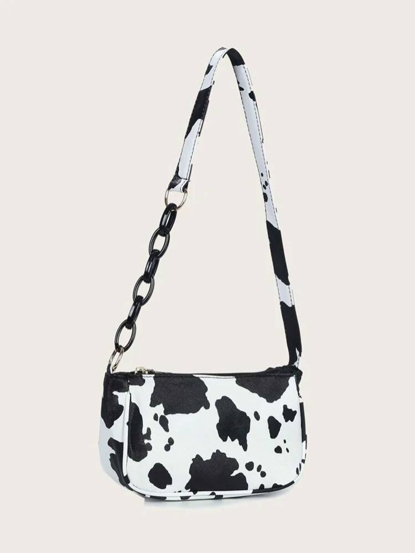 Moda bolsa baguete com padrão de vaca