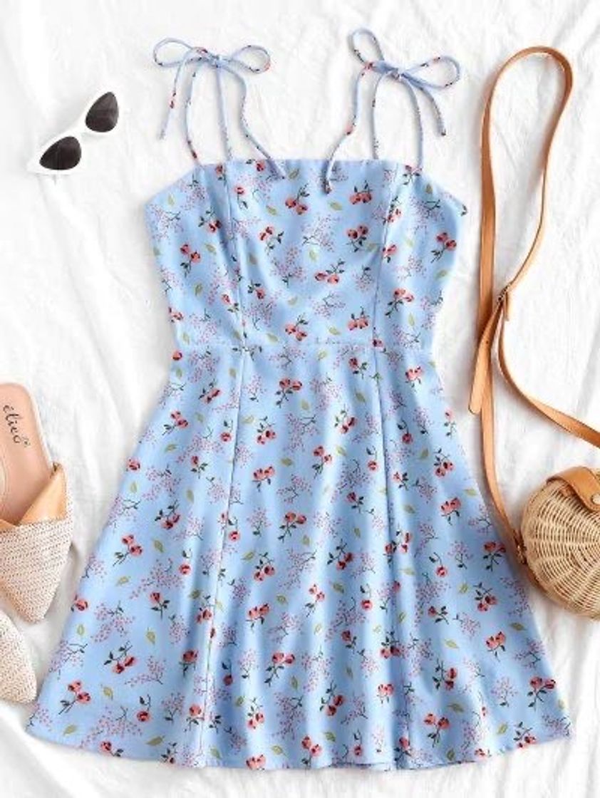 Fashion Vestido floral azul 