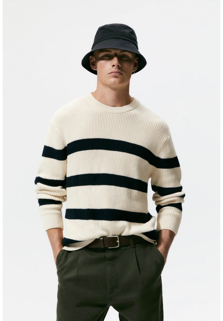 Fashion STRIPED SWEATER - Oyster White