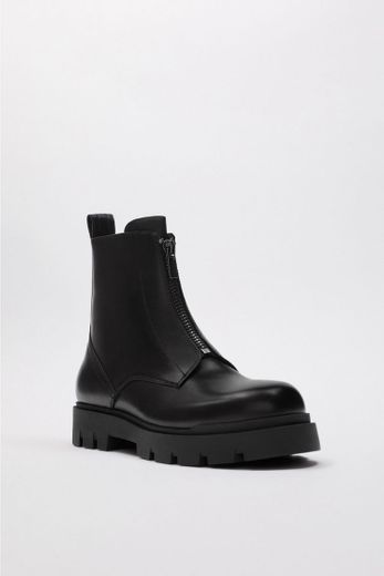 THICK LUG SOLE ANKLE BOOTS - Black