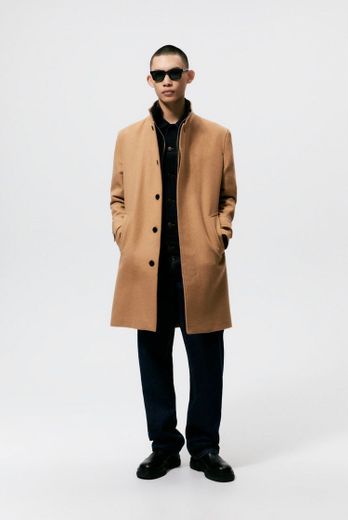 COMBINATION COLLAR COAT - taupe brown
