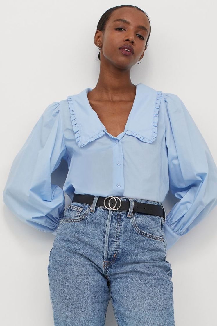 Social Blusa com gola de folho 