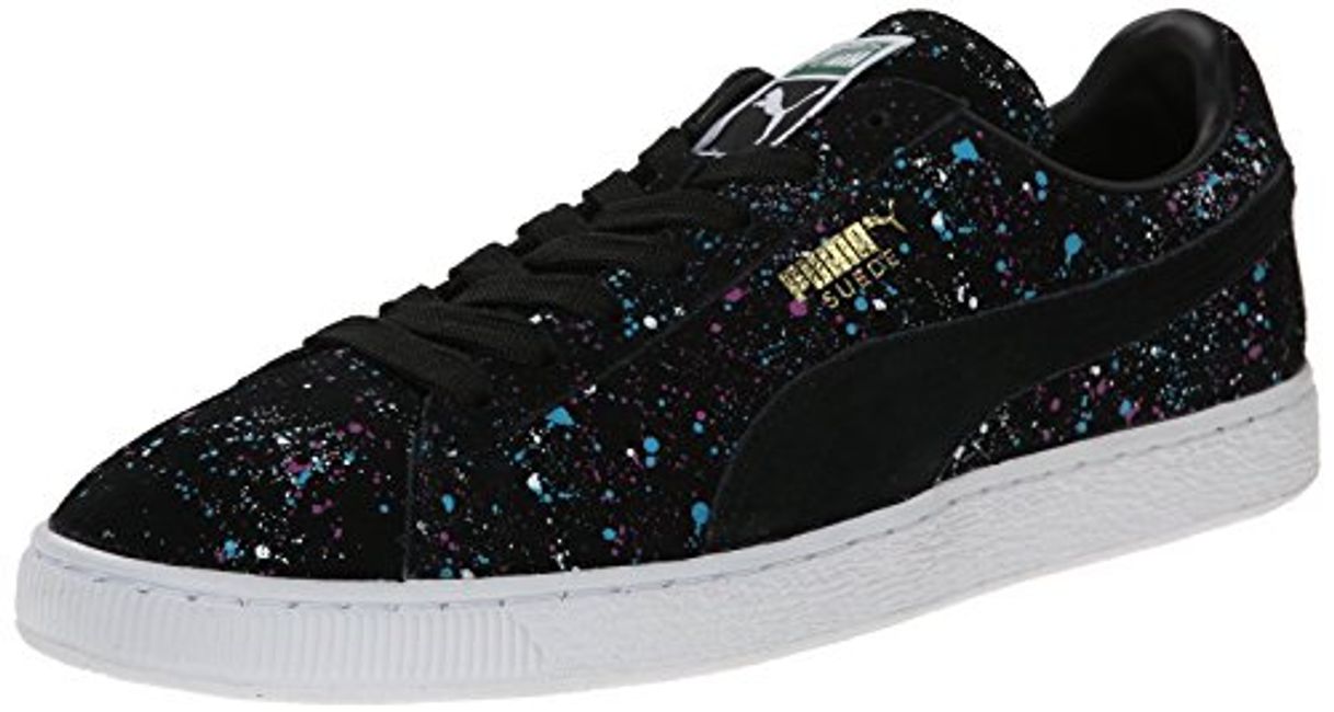 Moda PUMA Tenis de ante clásico con cordones para hombre, negro