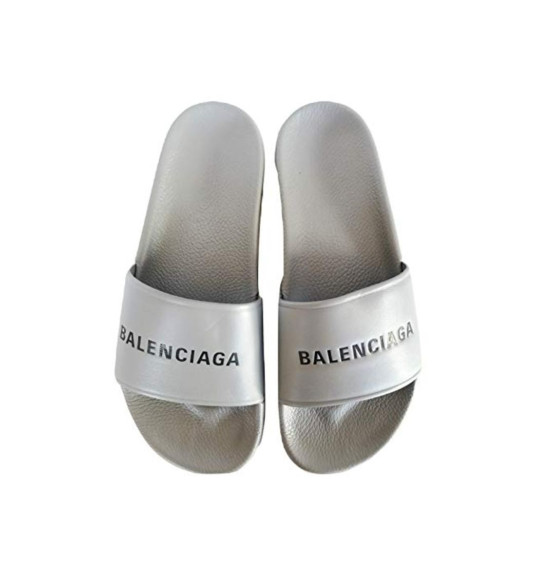 Moda Balenciaga Chanclas de piel y goma para hombre, 506347WAL001417, gris Gris Size