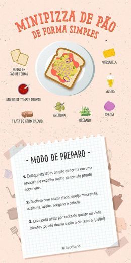 Mini pizza de pão de forma SIMPLES