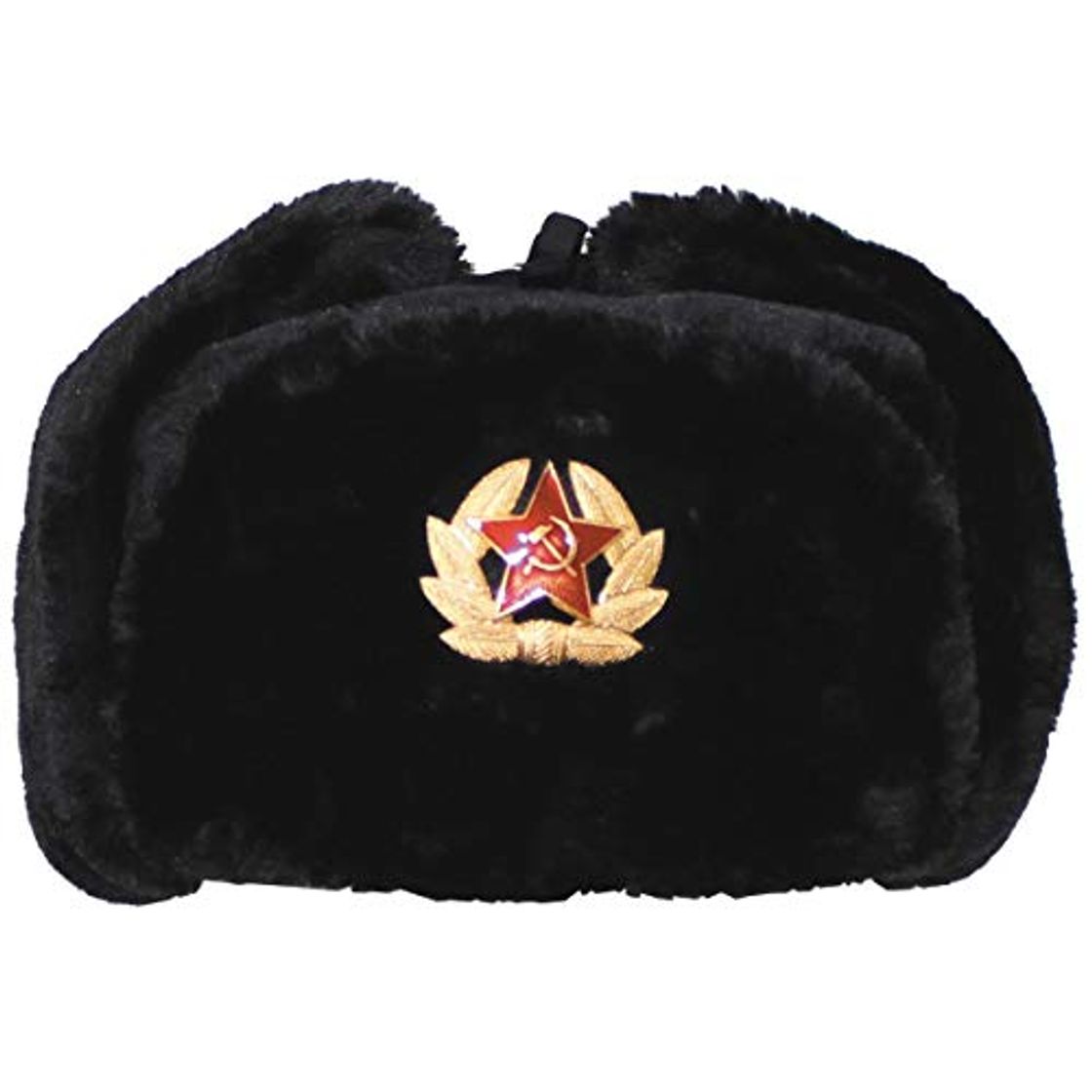 Social MFH Ruso Invierno Ruso Gorra Negro con Placa tamaño L