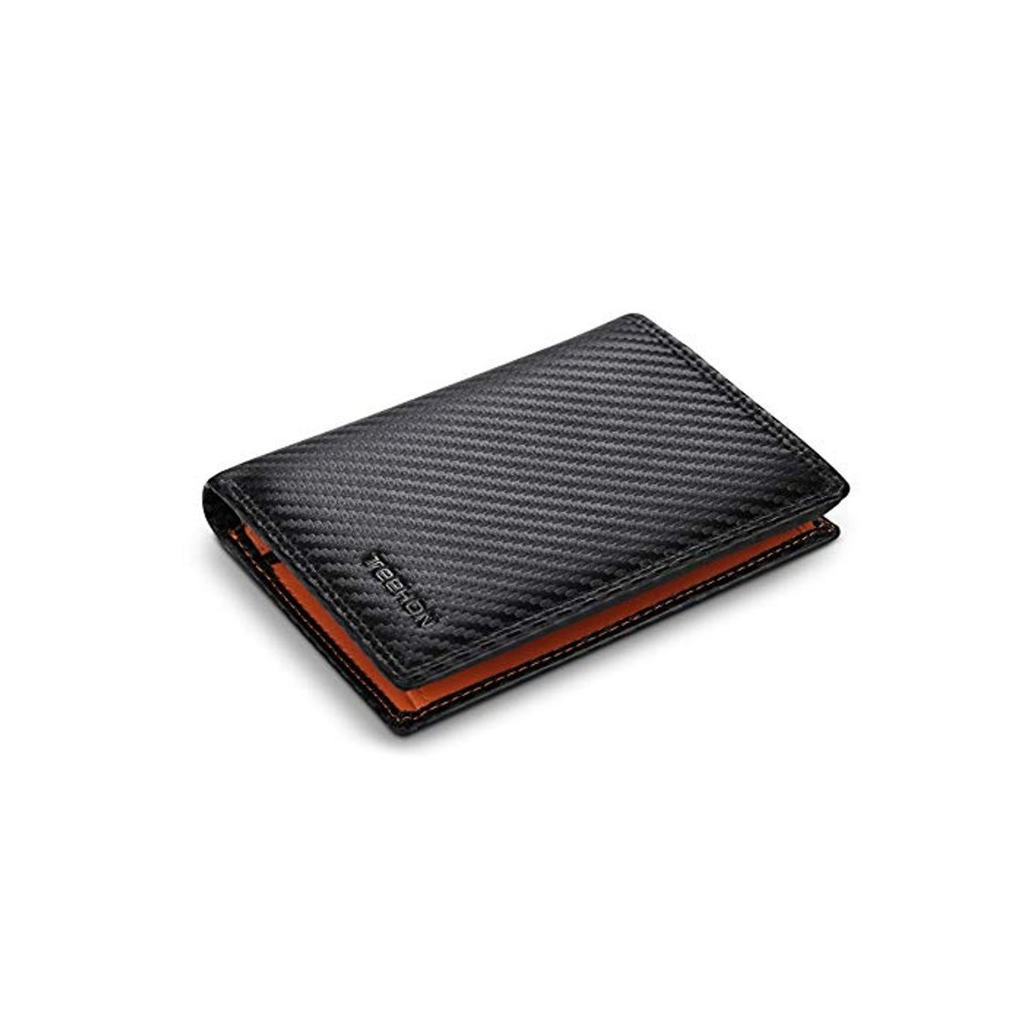 Social TEEHON Cartera Hombre, Cartera Vertical Cuero de Fibra de Carbono, con RIFD