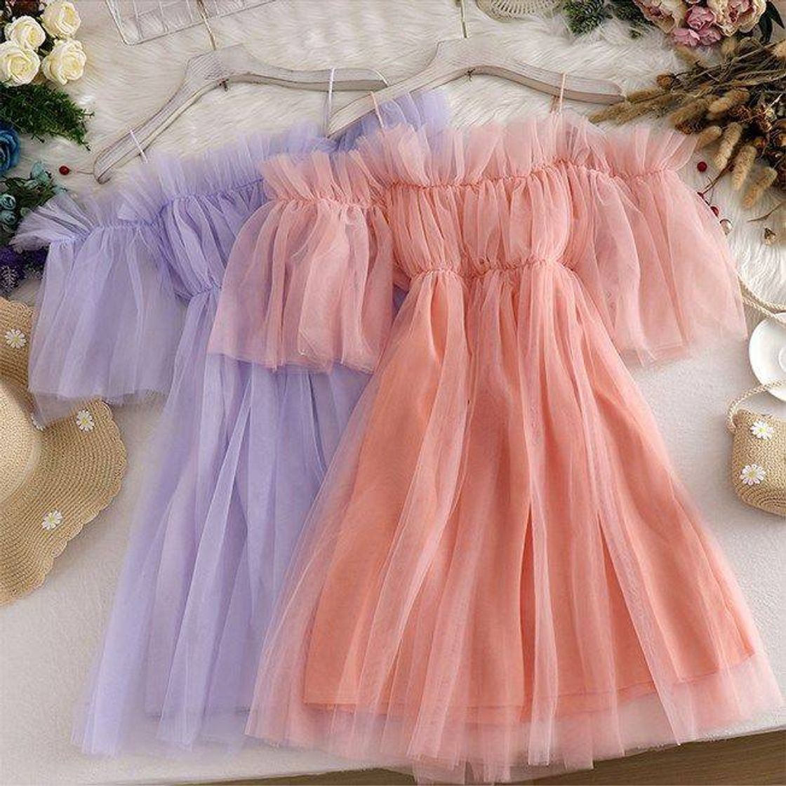 Fashion Vestido de tulle rosa e roxo