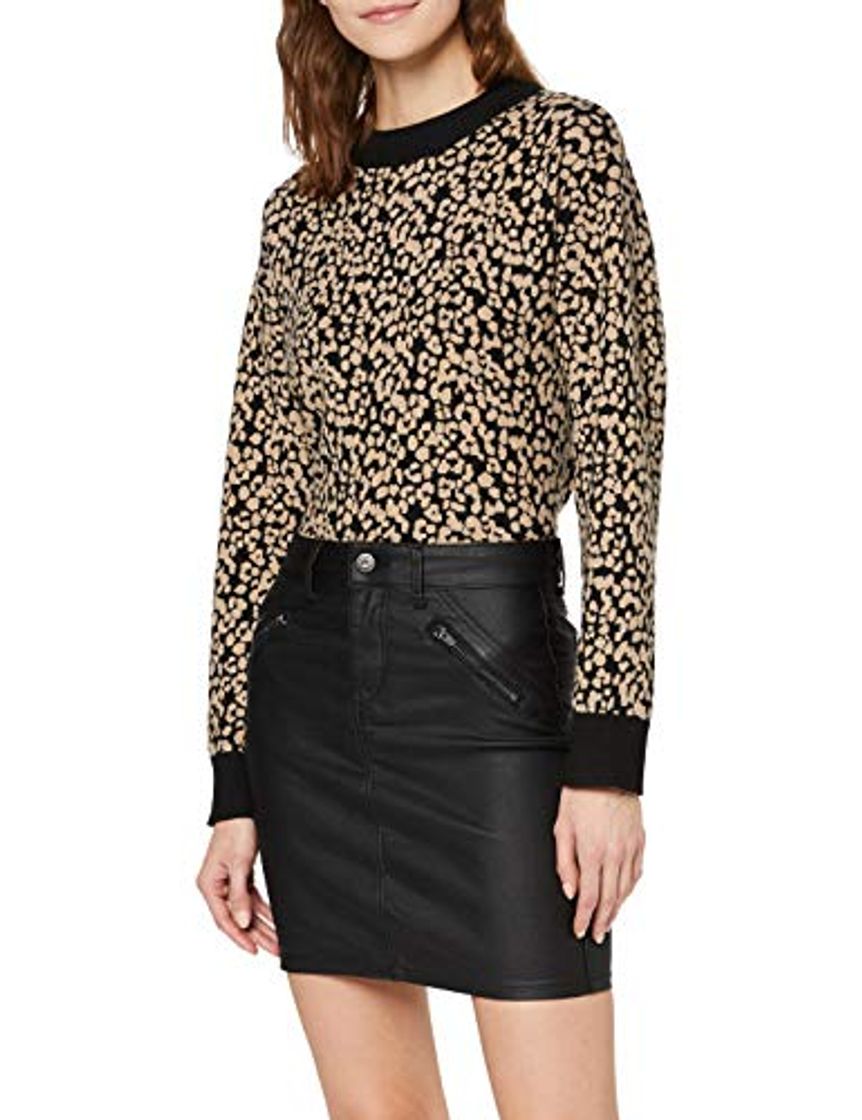 Fashion Marca Amazon - find. Falda Mini con Cremalleras Mujer, Negro