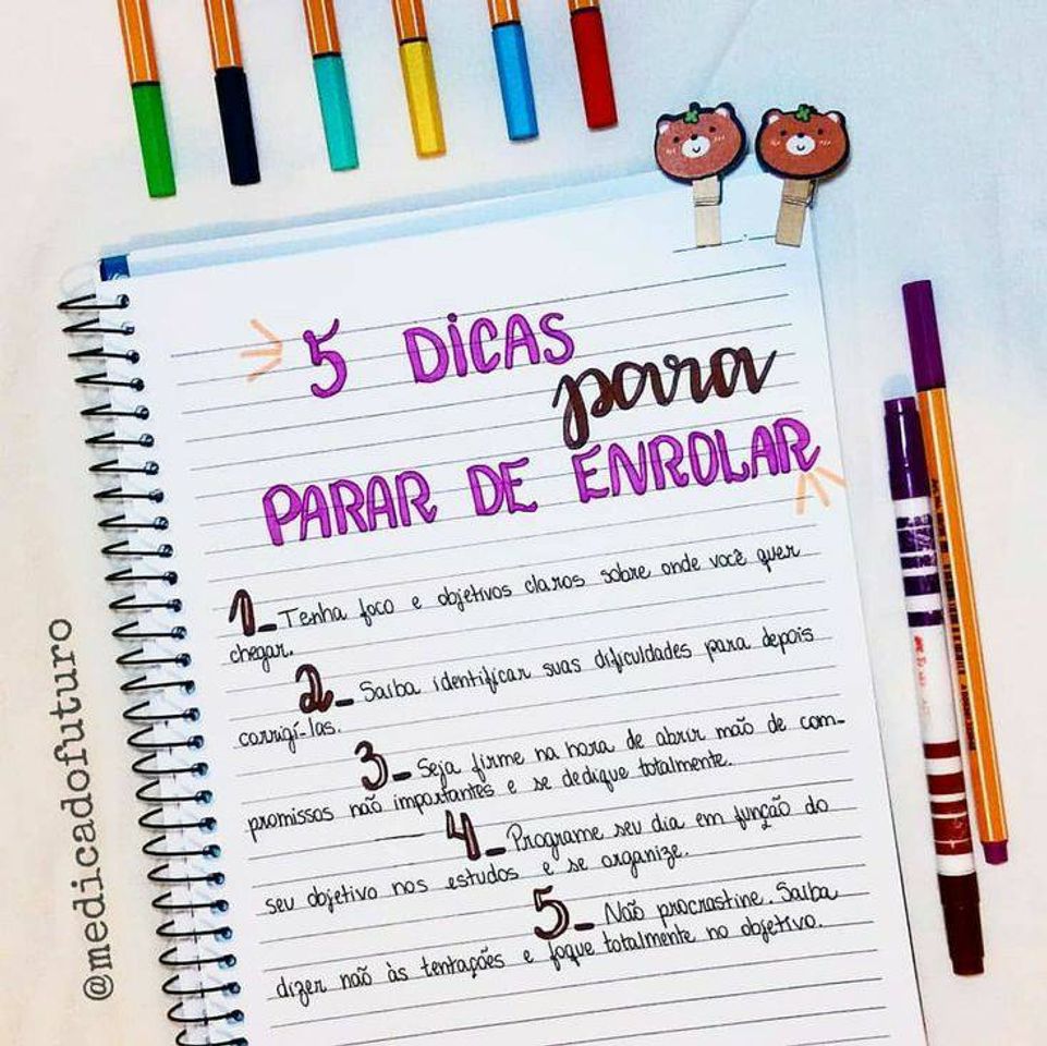 Fashion 5 dicas para para de ENROLAR  na hora dos estudos 🗒