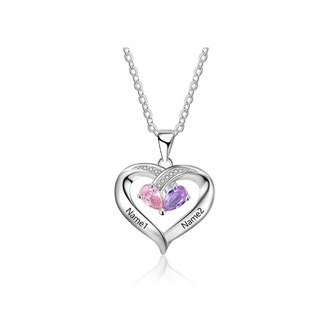 Producto Lam Hub Fong Collar Mujer Plata Collar Corazon con Nombre Personalizado Colgantes