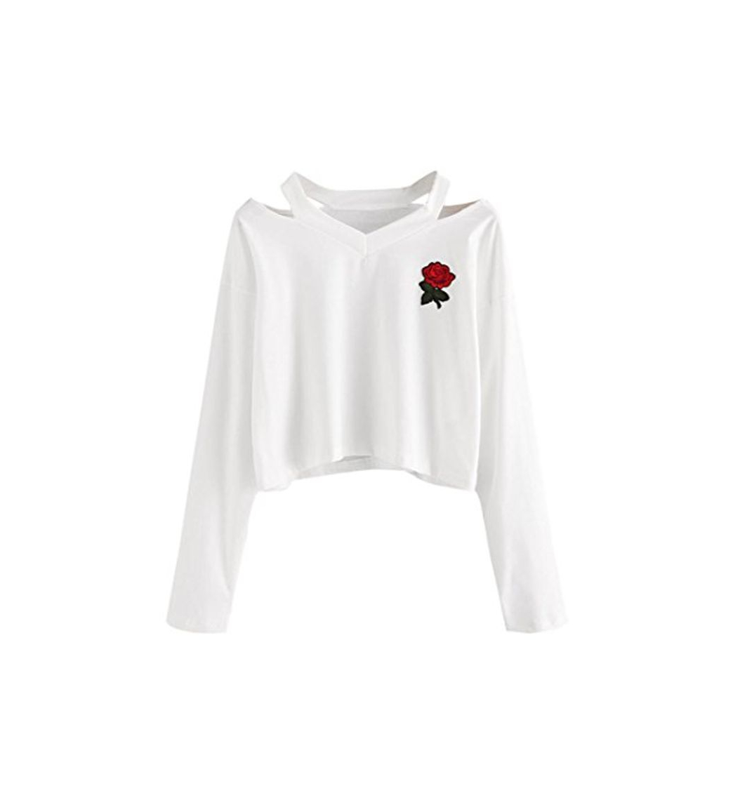 Fashion K-youth Mujer Sudaderas Cortas 2017 Otoño Invierno Ropa Moda Roses Bordado Manga