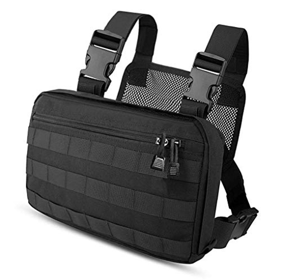 Fashion Kyrio Tactical Chest Rig Molle Radio Soporte para arnés de Pecho Chaleco de Funda para Radio bidireccional Walkie Talkies Negro