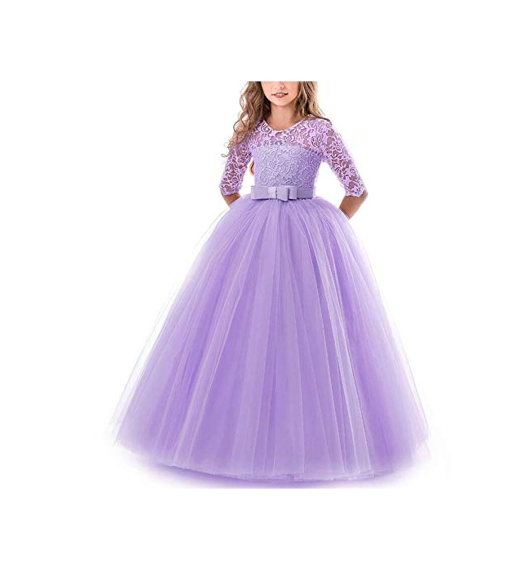 Fashion NNJXD Chicas Pompa Bordado Vestido de Bola Princesa Boda Vestir Talla