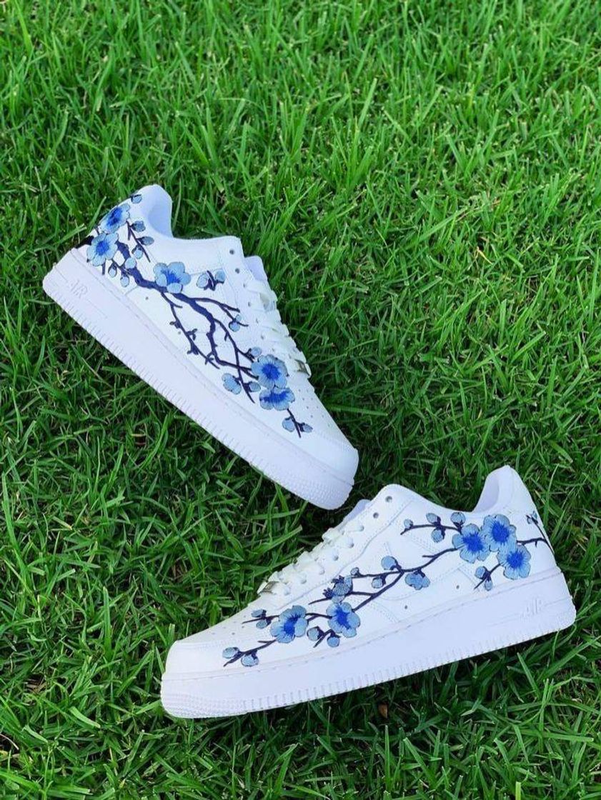 Fashion Tênis com flores azul