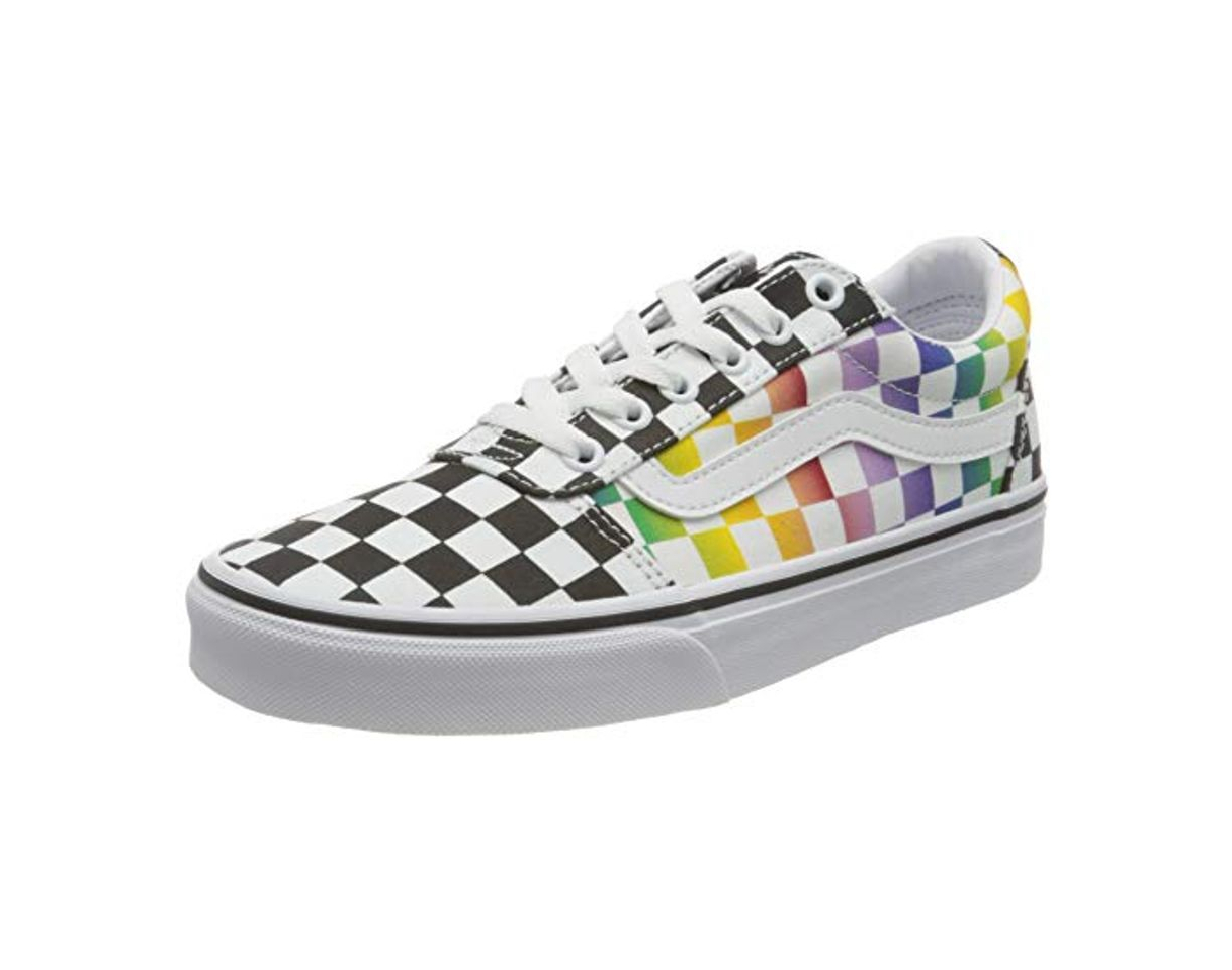 Social Vans Ward Canvas, Zapatillas Mujer, Rainbow Check Black