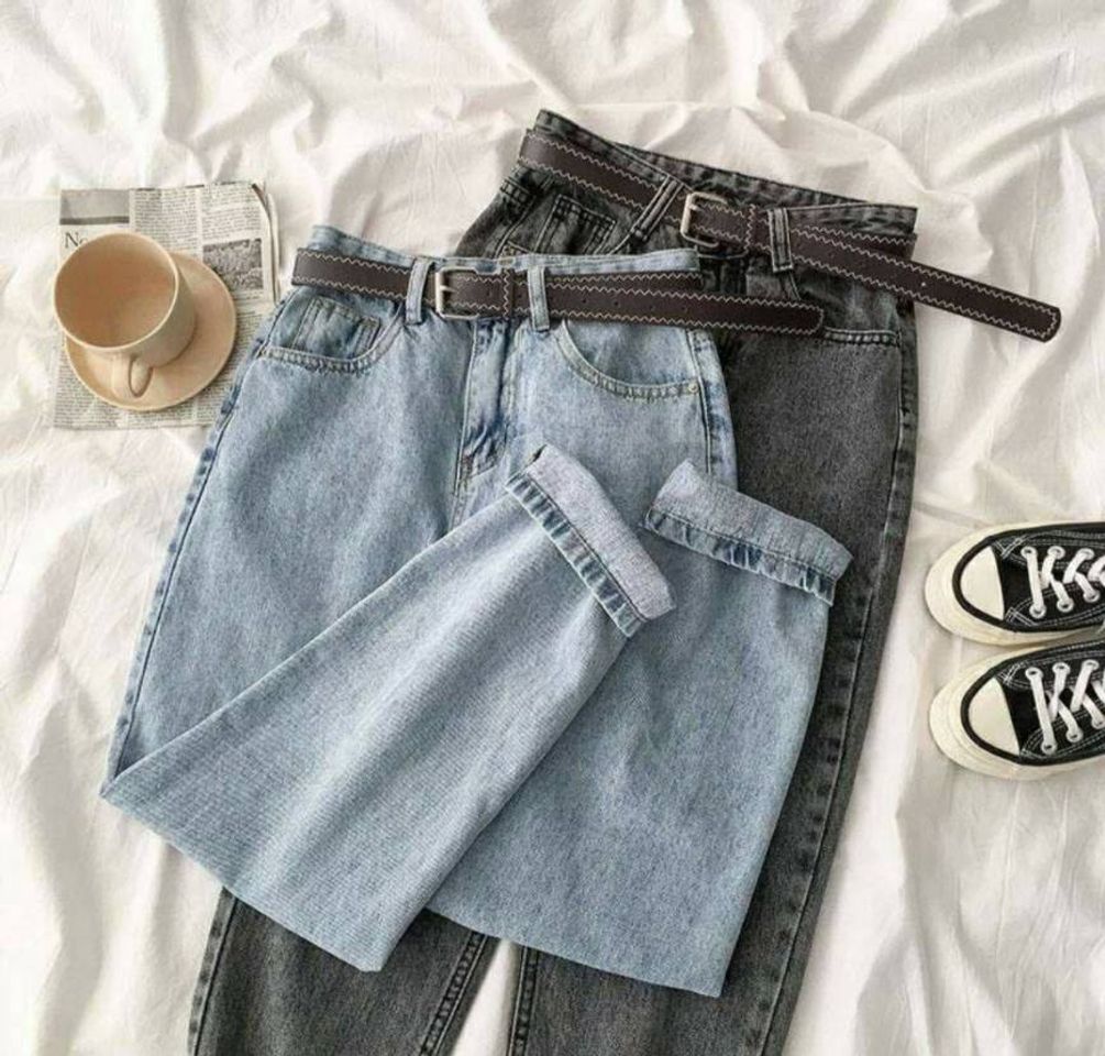 Moda (hot Slae) Vintage Calça Jeans De Cintura Alta Em Linha Reta