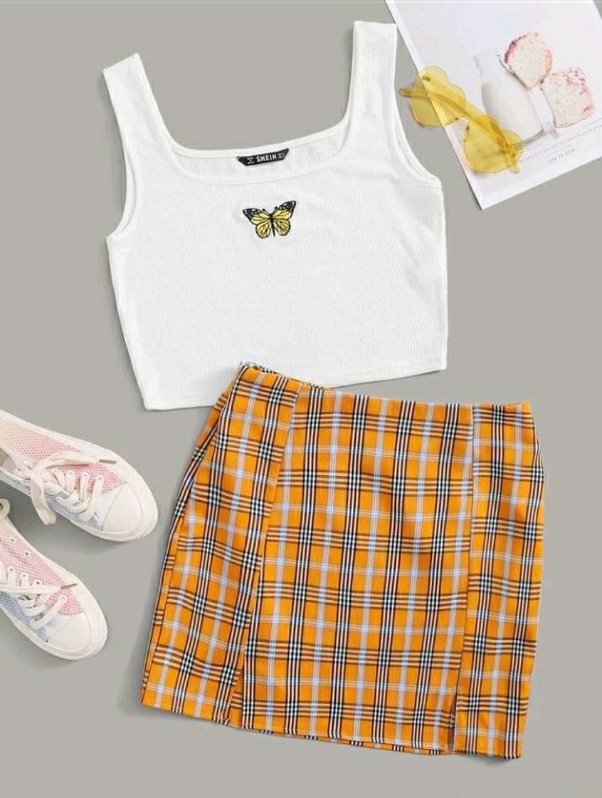 Fashion 🦋💛 Conjunto saia e top🦋💛