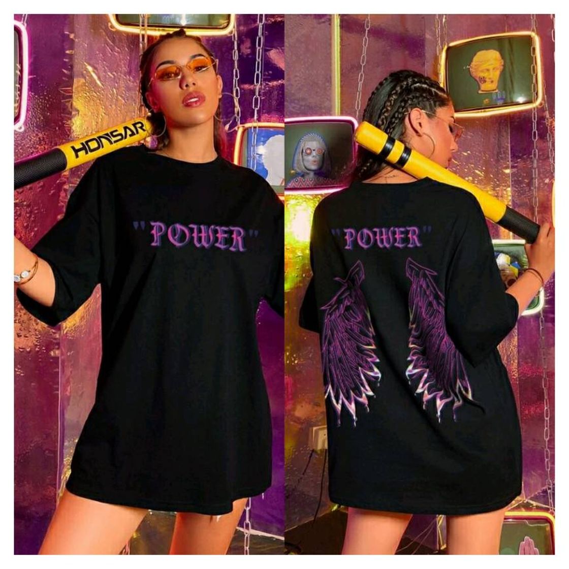 Fashion 🖤💜 Camisetão preto com escrito em roxo💜🖤