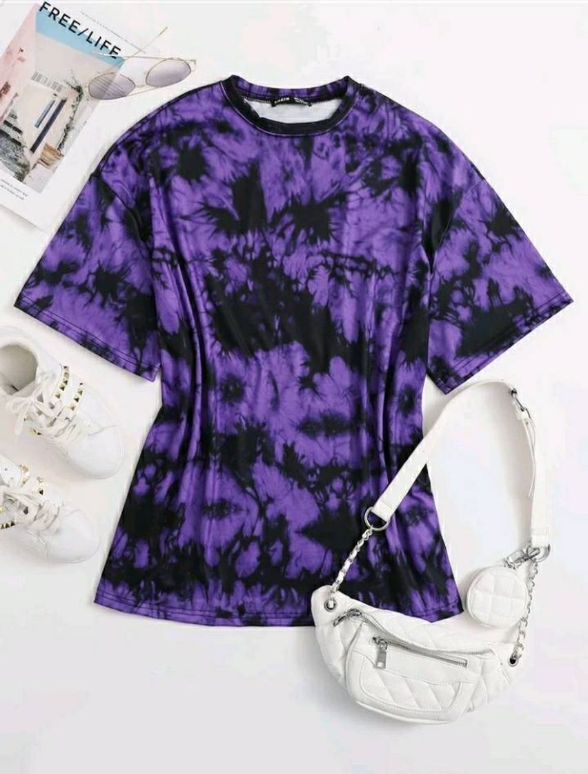 Fashion 💜🖤 Camiseta Tie Dye Roxo com preto 🖤💜