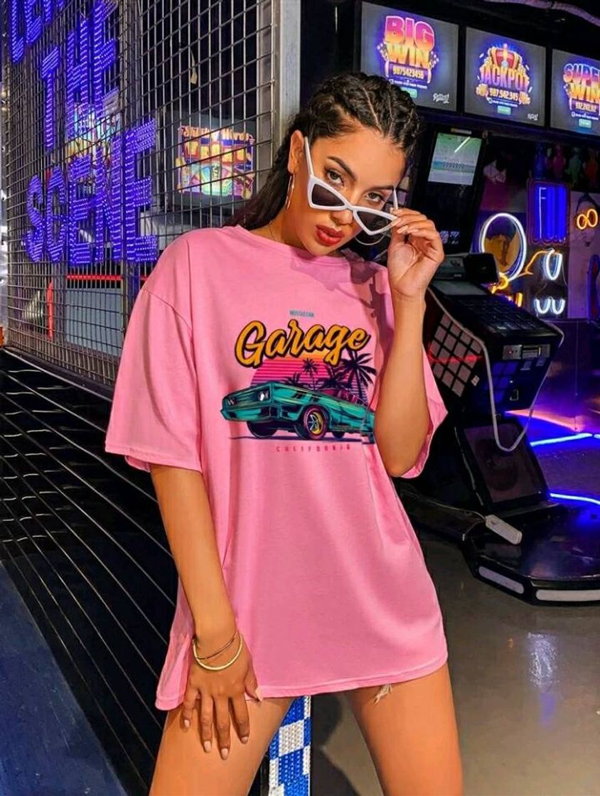 Fashion 💕🌴 Camisetão Rosa estampa tropical 🌴💕