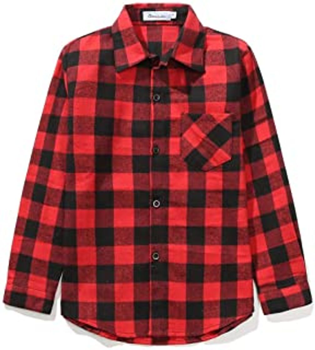 Moda Amazon Essentials - Camisa de franela a cuadros, manga larga, ajustada, para