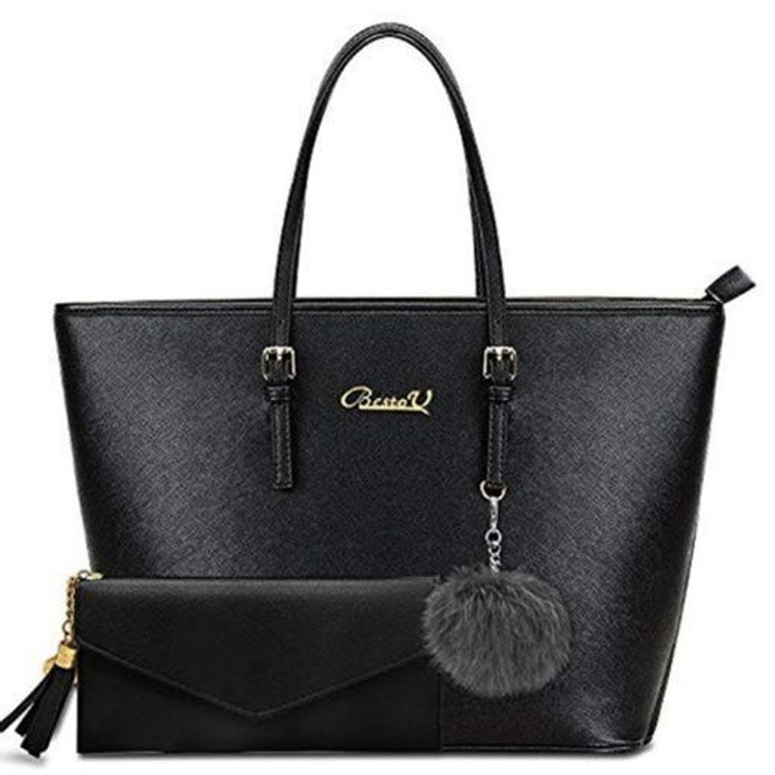 Social BestoU Bolsos de Mujer Bolso Bandolera Tote Grande De Hombro Bolsos PU Cuero Billetera 2pcs Set