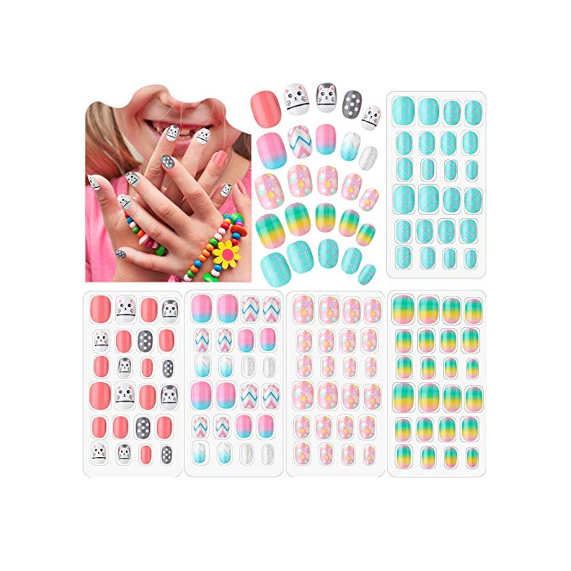 Productos 120 Piezas Uñas Postizas Chicas Puntas de Uñas Artificiales de Presión Uñas