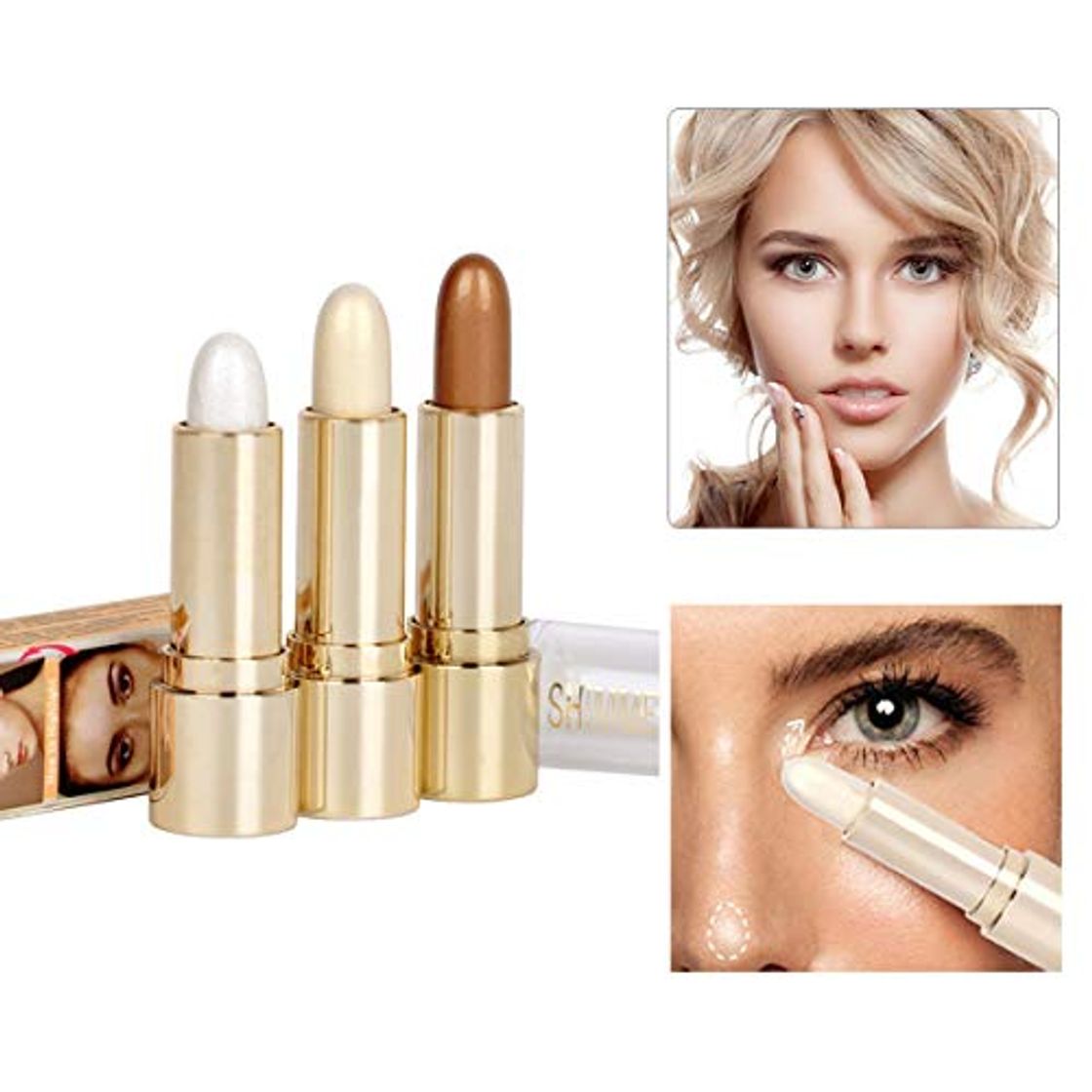 Place FANCY LOVE 3 couleurs Illuminator Visage Surligneur Makeup Sticks Whitening Cream Shimmer