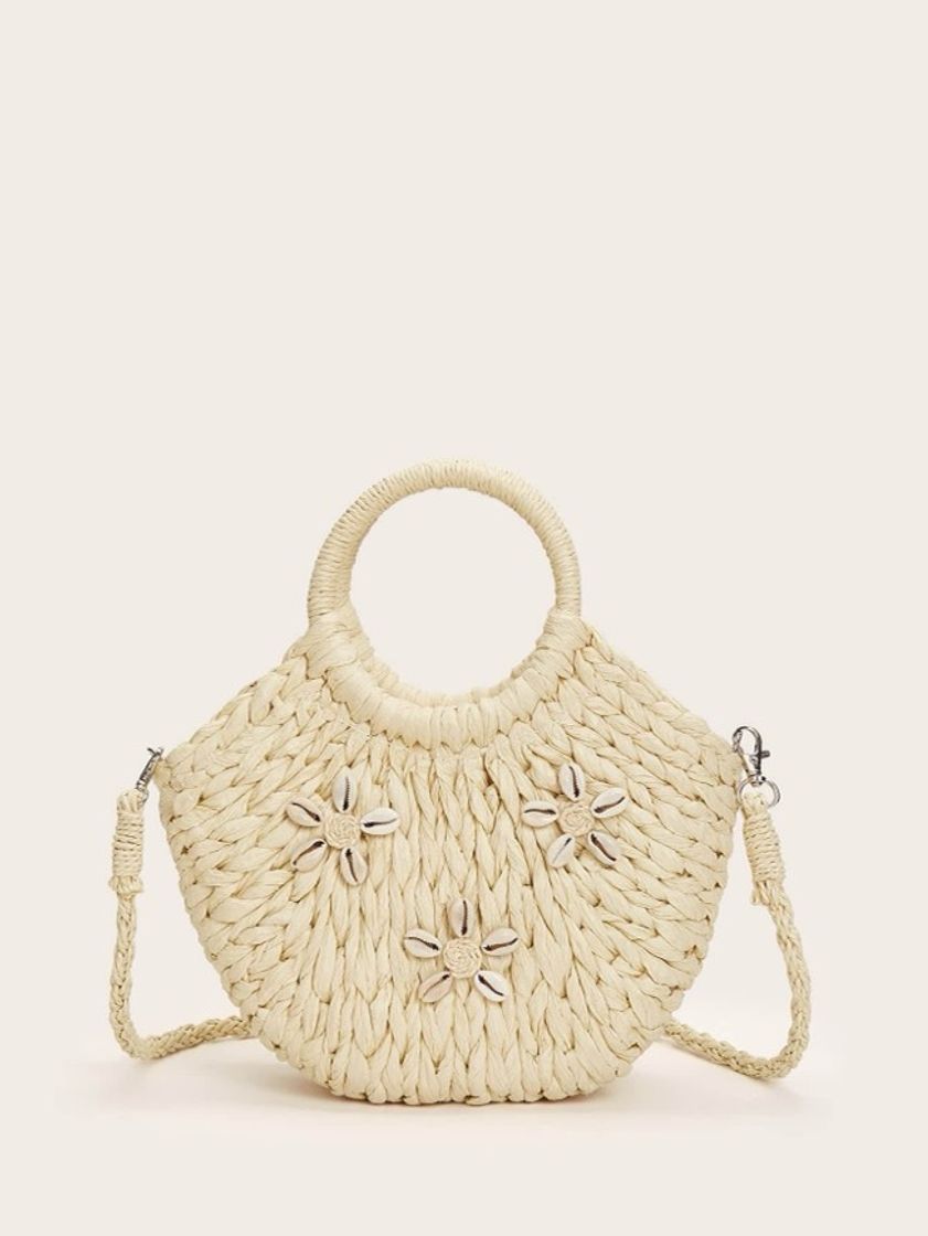 Fashion Shell decor straw satchel bag