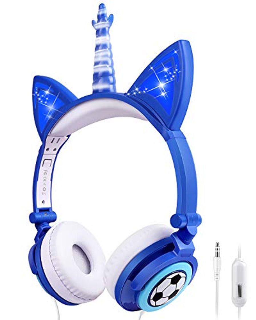 Producto Auriculares para niños, Auriculares Unicornio con Cable para niños, Oreja de Gato