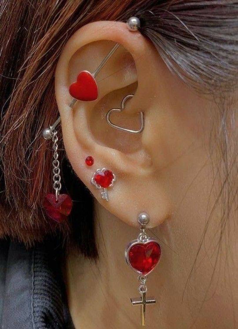 Moda Piercing orelha coração 