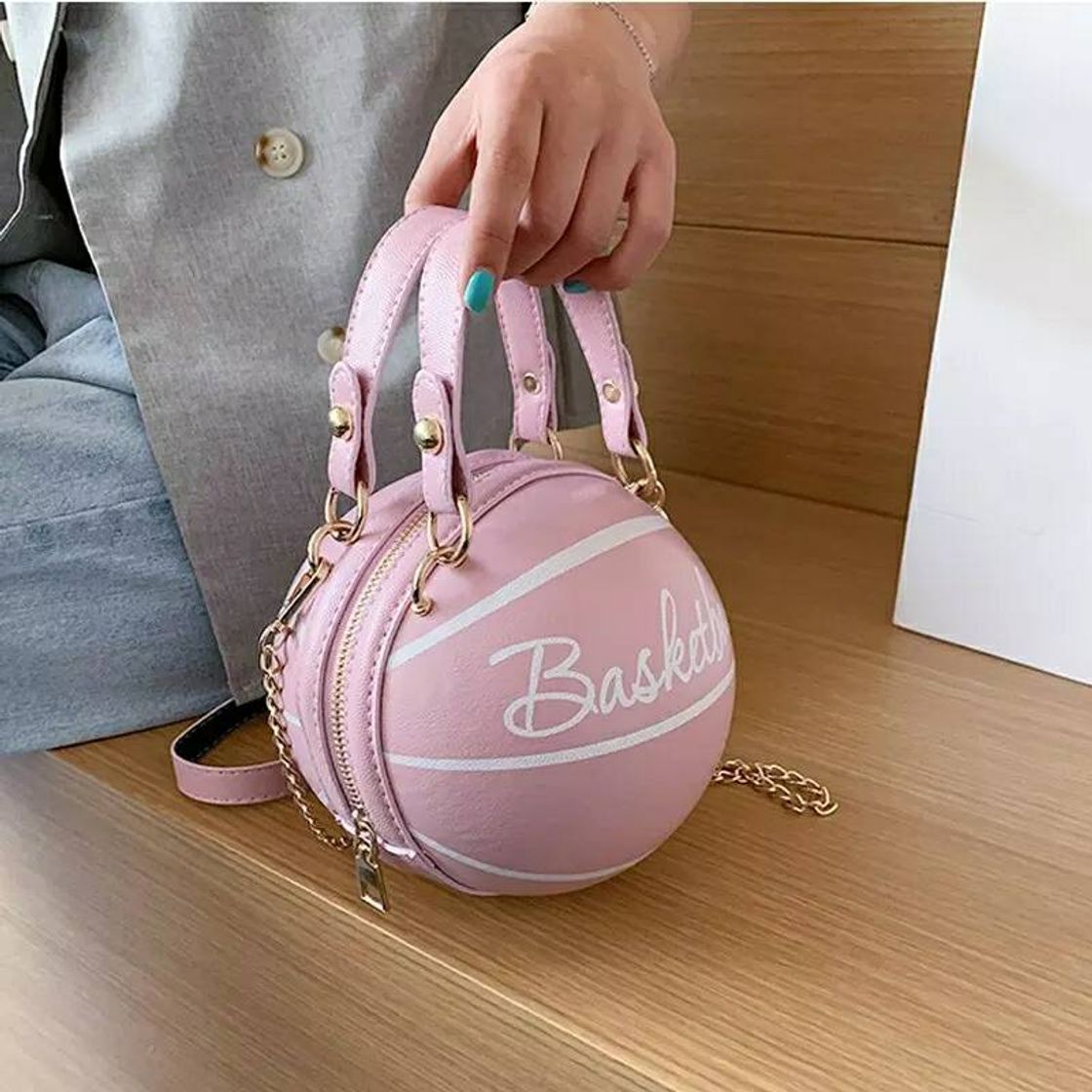 Moda Bolsa de mão Rosa forma de bola de basquete 