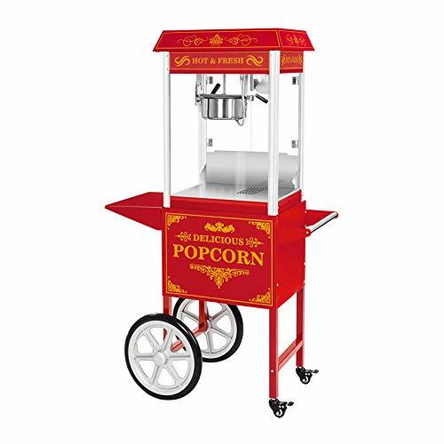 Social Royal Catering RCPW-16.3 Palomitera roja con diseño americano y carrito 1600 W
