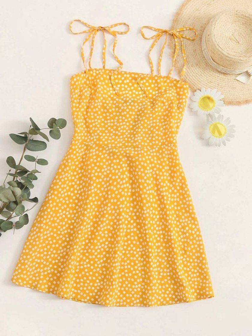 Fashion Vestido amarelo florzinhas 