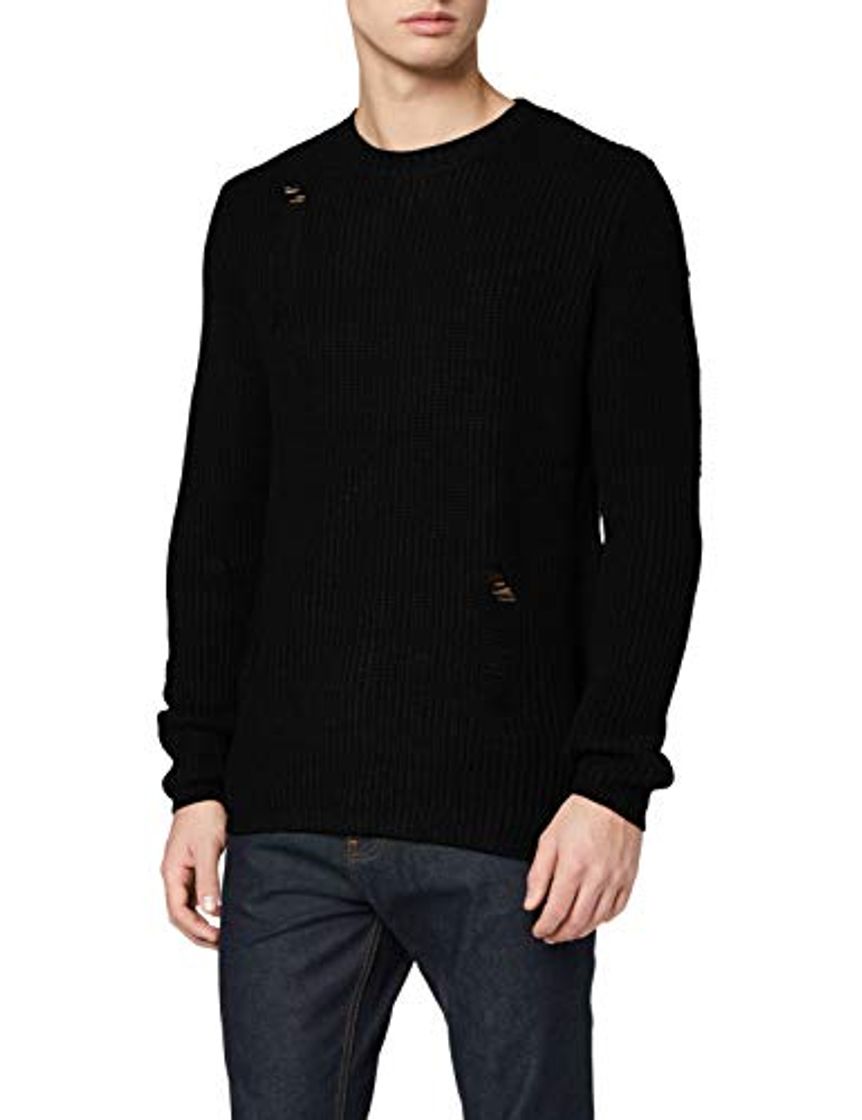 Social Marca Amazon - find. Jersey de Punto con Detalles Desgastados para Hombre,