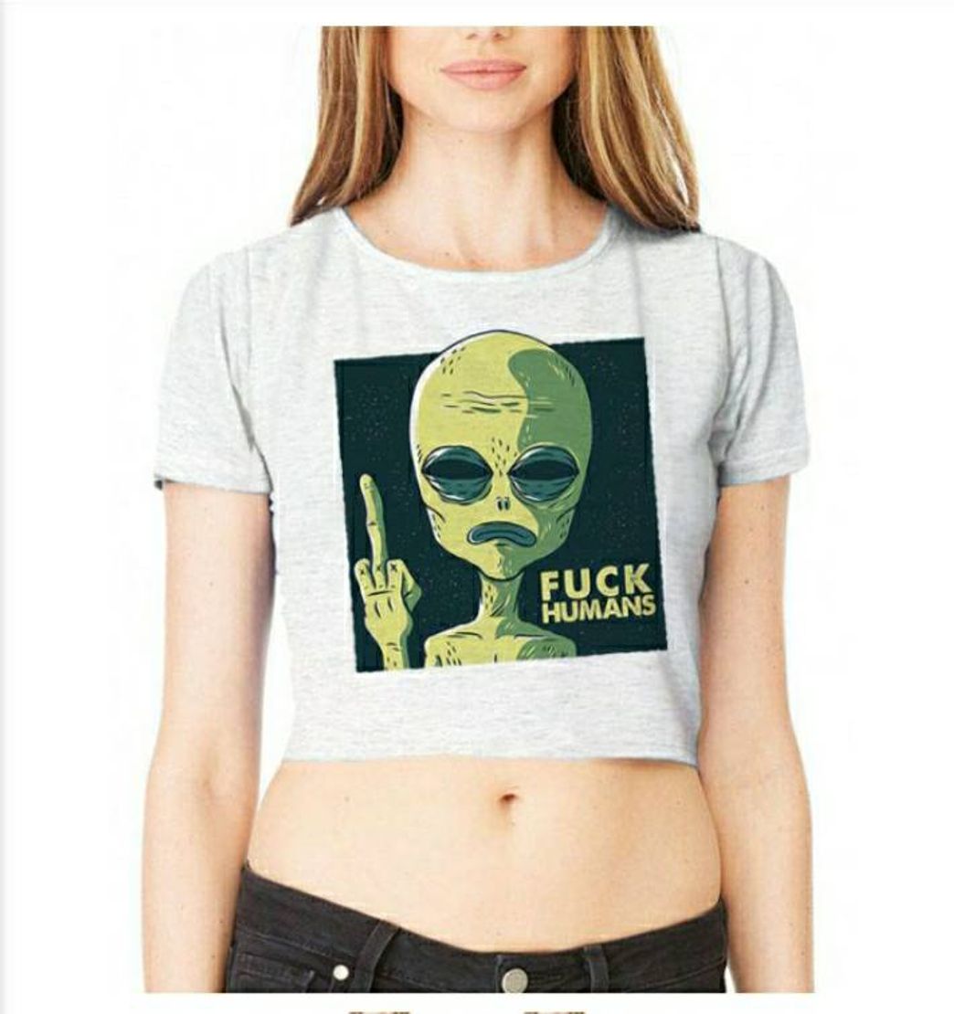 Fashion Cropped Alien Foda-Se Humanos 