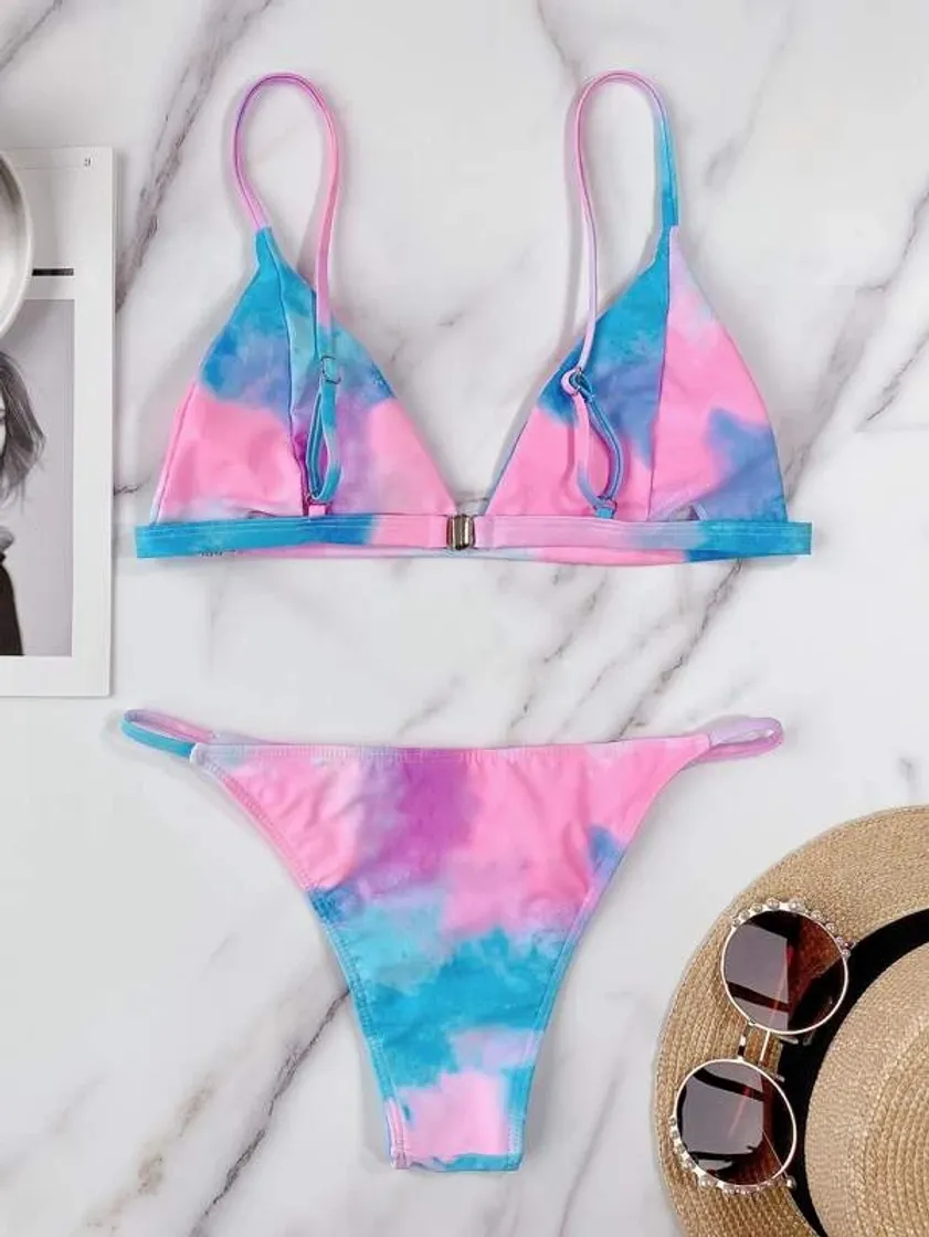 Fashion Tie Dye Fofo Conjunto de biquíni | SHEIN Brasil