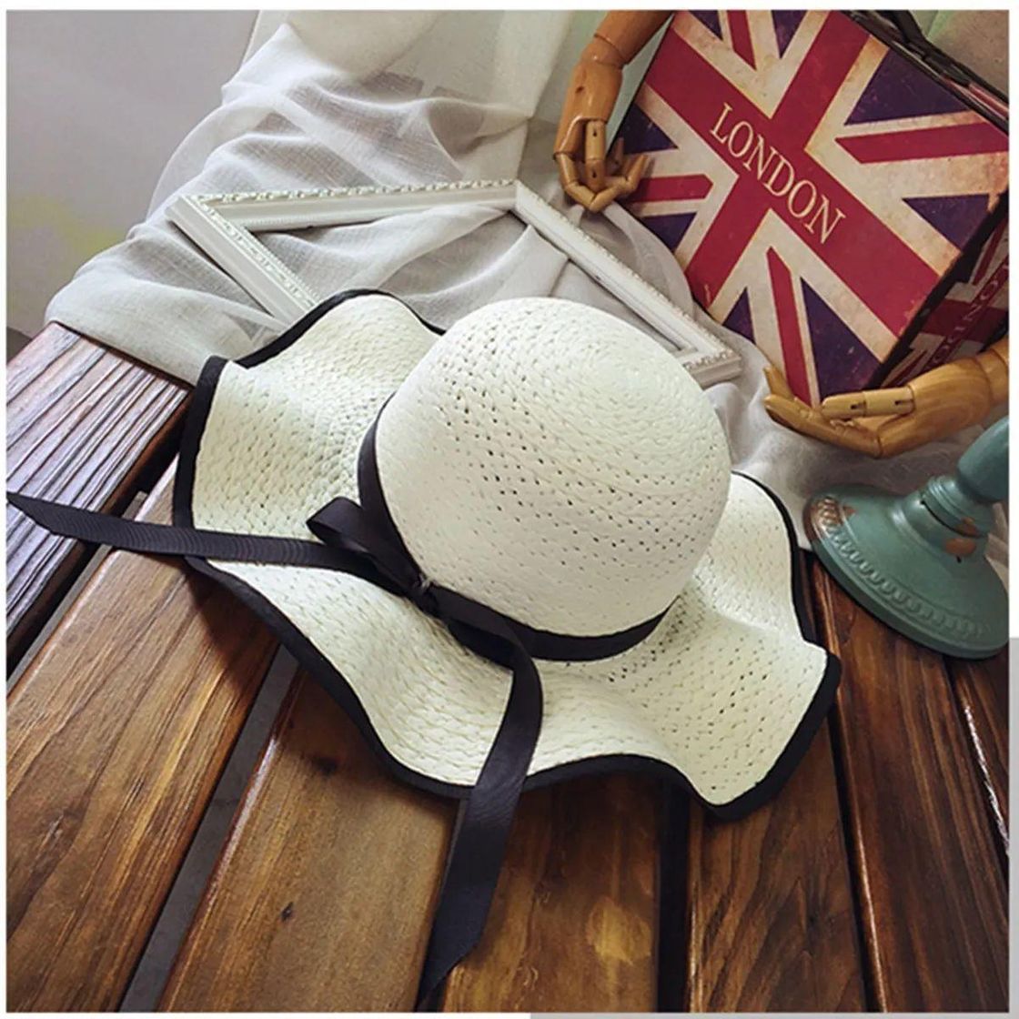 Fashion Chapeu Floppy De Praia Palha Lacinho Creme