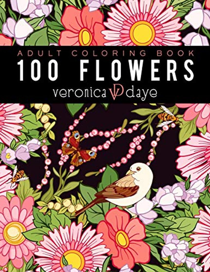 Fashion 100 Flowers Adult Coloring Book